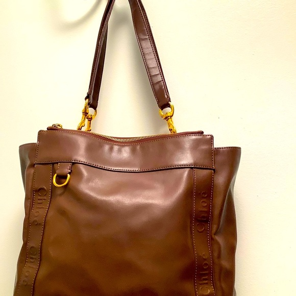 RARE CHLOE Brown Red Leather Shoulder Bag - Picture 3 of 12